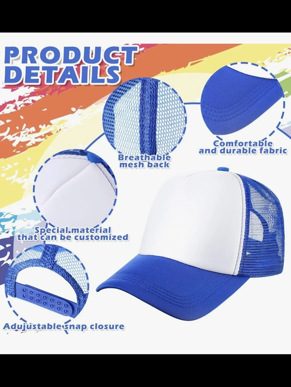 90s Inspired Woman's Black Trucker Hat with Funny Patchwork